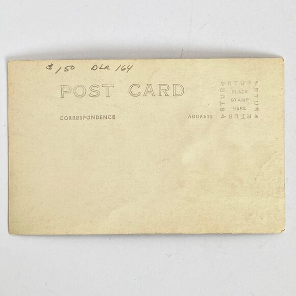 RPPC c1920 Young Lady Overcoat Studio Portrait ARTURA Divided Antique Postcard - Picture 3 of 3